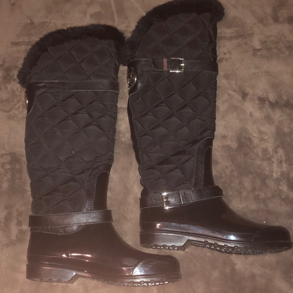 Michael Kors black furry boots